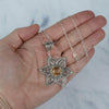 925 Sterling Silver Filigree Art Citrine Gemstone Star Design Pendant Necklace