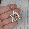 Filigree Art Citrine Gemstone Star of David Women Silver Pendant Necklace - Filigranist Jewelry