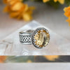 925 Sterling Silver Filigree Art Citrine Gemstone Cocktail Ring