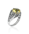 Sterling Silver Filigree Art Citrine Gemstone Women Dainty Cocktail Ring