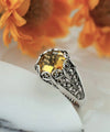 Filigree Art Citrine Gemstone Women Silver Cocktail Ring - Filigranist Jewelry