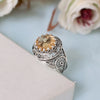 925 Sterling Silver Filigree Art Citrine Gemstone Bold Dome Ring