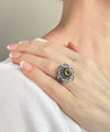 Filigree Art Citrine Gemstone Women Silver Statement Ring