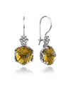 Filigree Art Citrine Gemstone Women Sterling Silver Drop Earrings