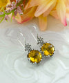 Filigree Art Citrine Gemstone Women Sterling Silver Drop Earrings