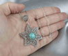 Filigree Art Copper Turquoise Gemstone Star Design Women Silver Pendant Necklace