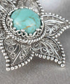 Filigree Art Copper Turquoise Gemstone Star Design Women Silver Pendant Necklace