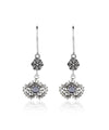 925 Sterling Silver Filigree Art Double Heart Dangle Women Earrings