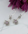 925 Sterling Silver Filigree Art Double Heart Dangle Women Earrings