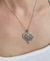 Filigree Art Double Heart Women Silver Pendant Necklace