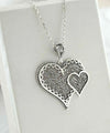 Filigree Art Double Heart Women Silver Pendant Necklace