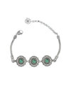 Filigree Art Emerald Gemstone Women Silver Link Bracelet