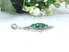 Filigree Art Emerald Gemstone Women Silver Oval Pendant Necklace - Filigranist Jewelry