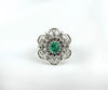 Filigree Art Emerald Gemstone Women Silver Statement Ring