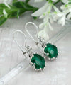 Filigree Art Emerald Gemstone Women Sterling Silver Drop Earrings