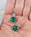 Filigree Art Emerald Gemstone Women Sterling Silver Drop Earrings