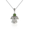925 Sterling Silver Filigree Art Evil Eye Angel Pendant Necklace