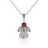 Filigree Art Evil Eye Beaded Angel Figured Women Silver Pendant Necklace - Filigranist Jewelry