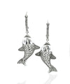 Filigree Art Fish Design Women Silver Dangle Drop Earrings