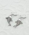Filigree Art Fish Design Women Silver Dangle Drop Earrings