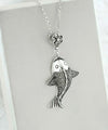 Filigree Art Fish Figured Women Silver Pendant Necklace