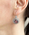 Filigree Art Flower Design Amethyst Gemstone Women Silver Drop Earrings