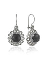 Filigree Art Flower Design Black Onyx Gemstone Women Silver Drop Earrings