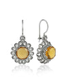 Filigree Art Flower Design Citrine Gemstone Women Silver Drop Earrings
