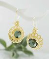 Filigree Art Flower Design Gold Plated Silver Alexandrite Gemstone Women Drop Earrings