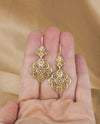 Filigree Art Flower Design Gold Plated Sterling Silver Women Dangle Drop Earrings