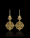 Filigree Art Flower Design Gold Plated Sterling Silver Women Dangle Drop Earrings