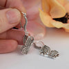 925 Sterling Silver Filigree Art Flying Butterfly Dangle Drop Earrings