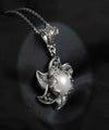 Filigree Art Freshwater Pearl Blossoming Lotus Flower Women Silver Pendant Necklace