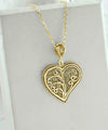 Filigree Art Gold Plated Silver Tree of Life in Heart Woman Pendant Necklace
