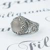 925 Sterling Silver Filigree Art Gray Moonstone Gemstone Cocktail Women Ring