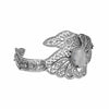 Filigree Art Gray Moonstone Gemstone Double Swan Figured Women Silver Cuff Bracelet