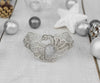 Filigree Art Gray Moonstone Gemstone Double Swan Figured Women Silver Cuff Bracelet