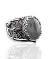 Sterling Silver Filigree Art Gray Moonstone Gemstone Tulip Detailed Women Cocktail Ring