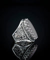 Filigree Art Gray Moonstone Gemstone Women Silver Long Statement Ring