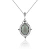 Filigree Art Gray Moonstone Gemstone Women Silver Oval Pendant Necklace - Filigranist Jewelry