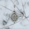 Filigree Art Gray Moonstone Gemstone Women Silver Oval Pendant Necklace - Filigranist Jewelry