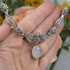 925 Sterling Silver Filigree Art Moonstone Gemstone Paisley Design Necklace