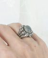 Filigree Art Gray Moonstone Gemstone Women Statement Dome Ring