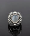 Filigree Art Gray Moonstone Gemstone Women Statement Dome Ring