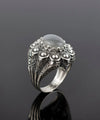 Filigree Art Gray Moonstone Gemstone Women Statement Dome Ring