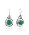 Sterling Silver Filigree Art Green Agate Gemstone Floral Drop Earrings