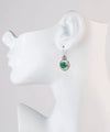Sterling Silver Filigree Art Green Agate Gemstone Floral Drop Earrings