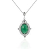 Filigree Art Green Agate Gemstone Women Silver Oval Pendant Necklace - Filigranist Jewelry