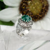 925 Sterling Silver Filigree Art Moss Agate Gemstone Bold Dome Ring
