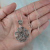 925 Sterling Silver Filigree Art Heart to Heart Design Pendant Necklace